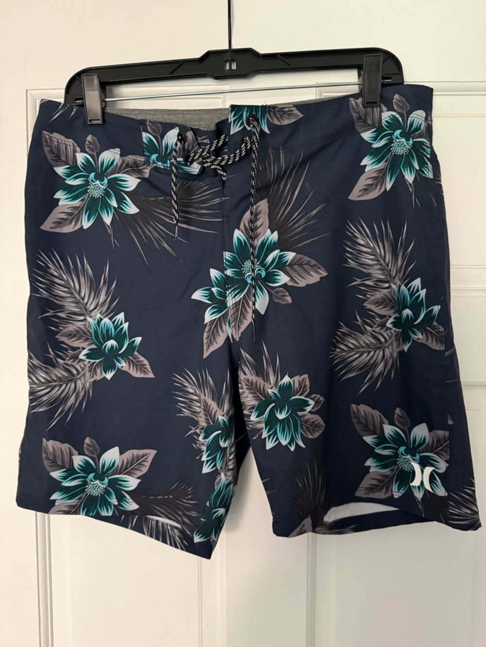 Hurley Navy Swim Shorts with Teal Floral Print